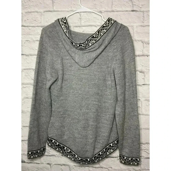 Arte Inka-Berfass Alpaca gray hooded boho vneck pullover sweater M - Picture 5 of 6